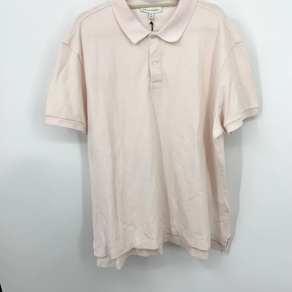 Banana‎ Republic Men Size XXL Polo Shirt Pink Short Sleeve Cotton Top Lux Pique